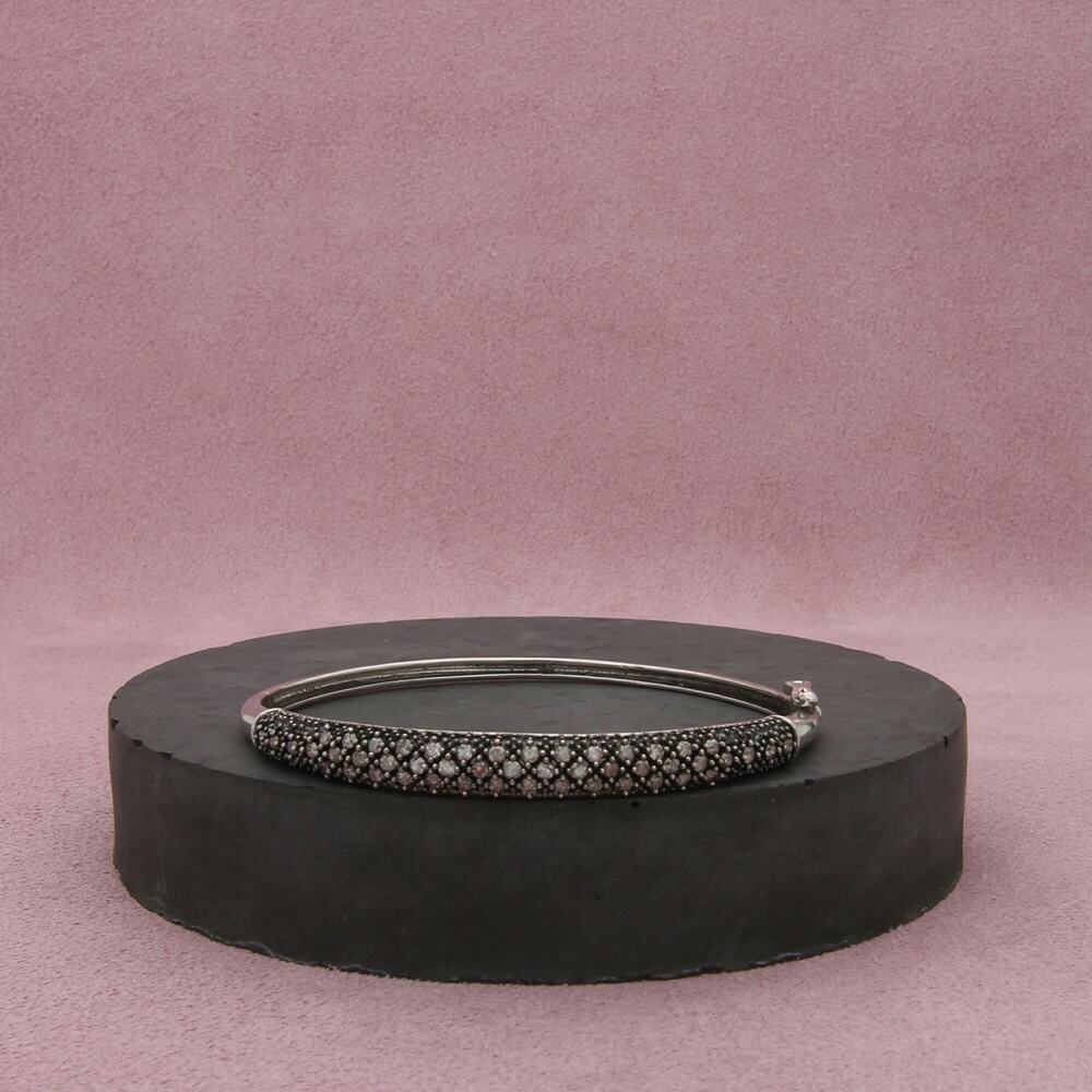 ⚡clearance⚡ sterling silver oxidized pave diamond hinged bracelet size 6.5in